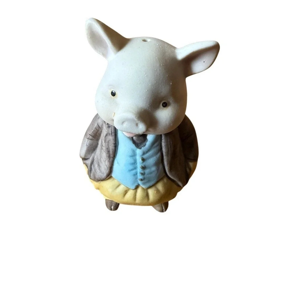 Vintage Fitz & Floyd‎ Pig Figurine Bell Dressed Pig in Vest 4in ceramic farmcore